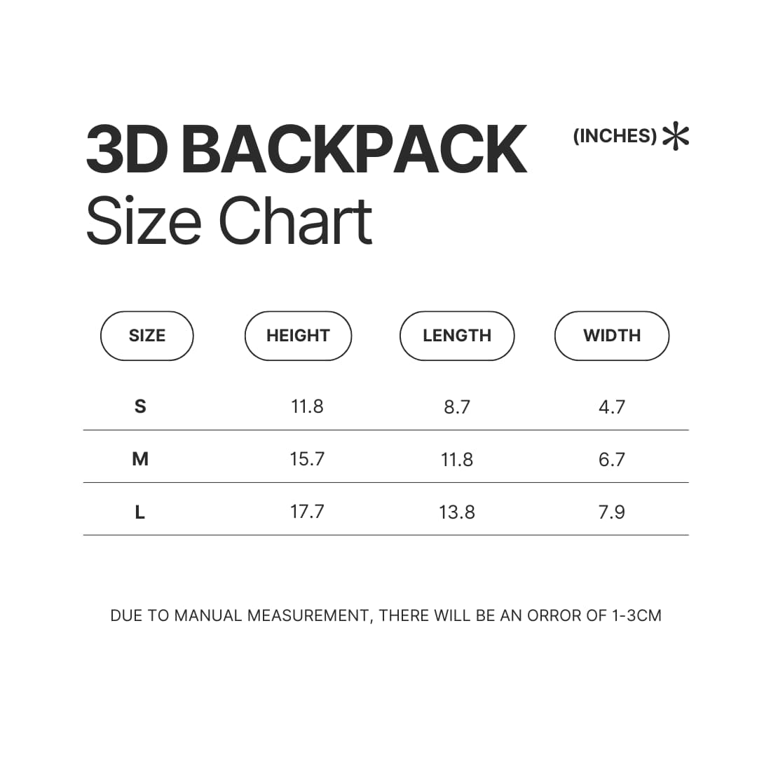 3D Backpack Size Chart - King Of The Hill Store
