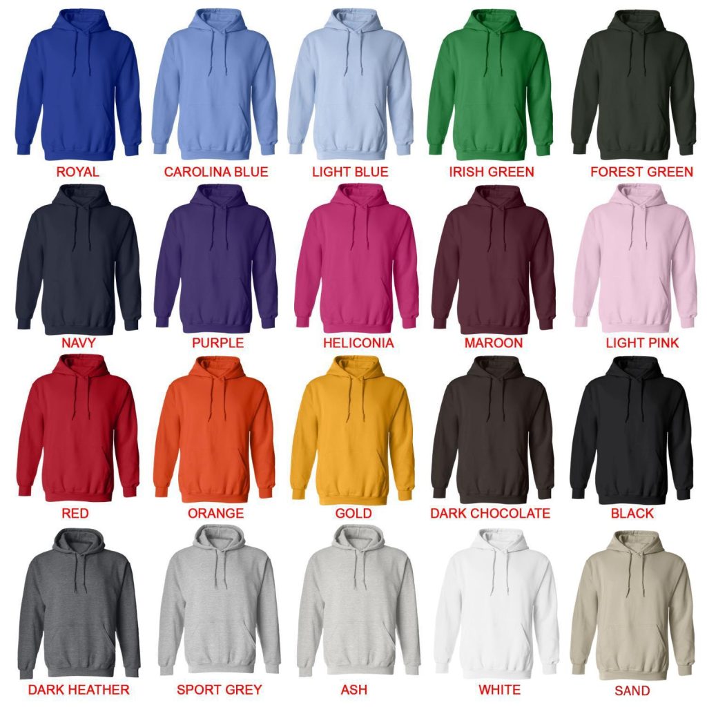 hoodie color chart - King of the Hill Store