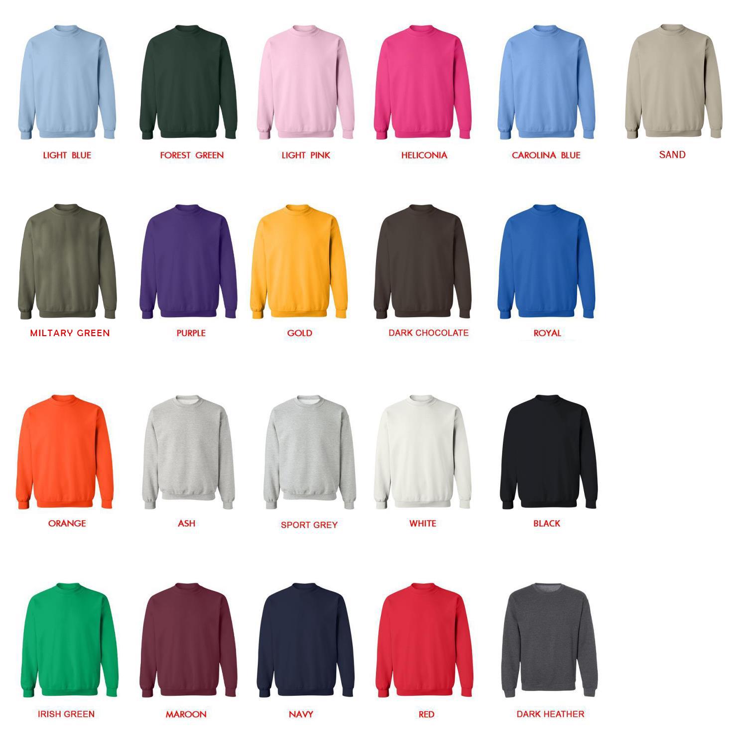 sweatshirt color chart - King Of The Hill Store