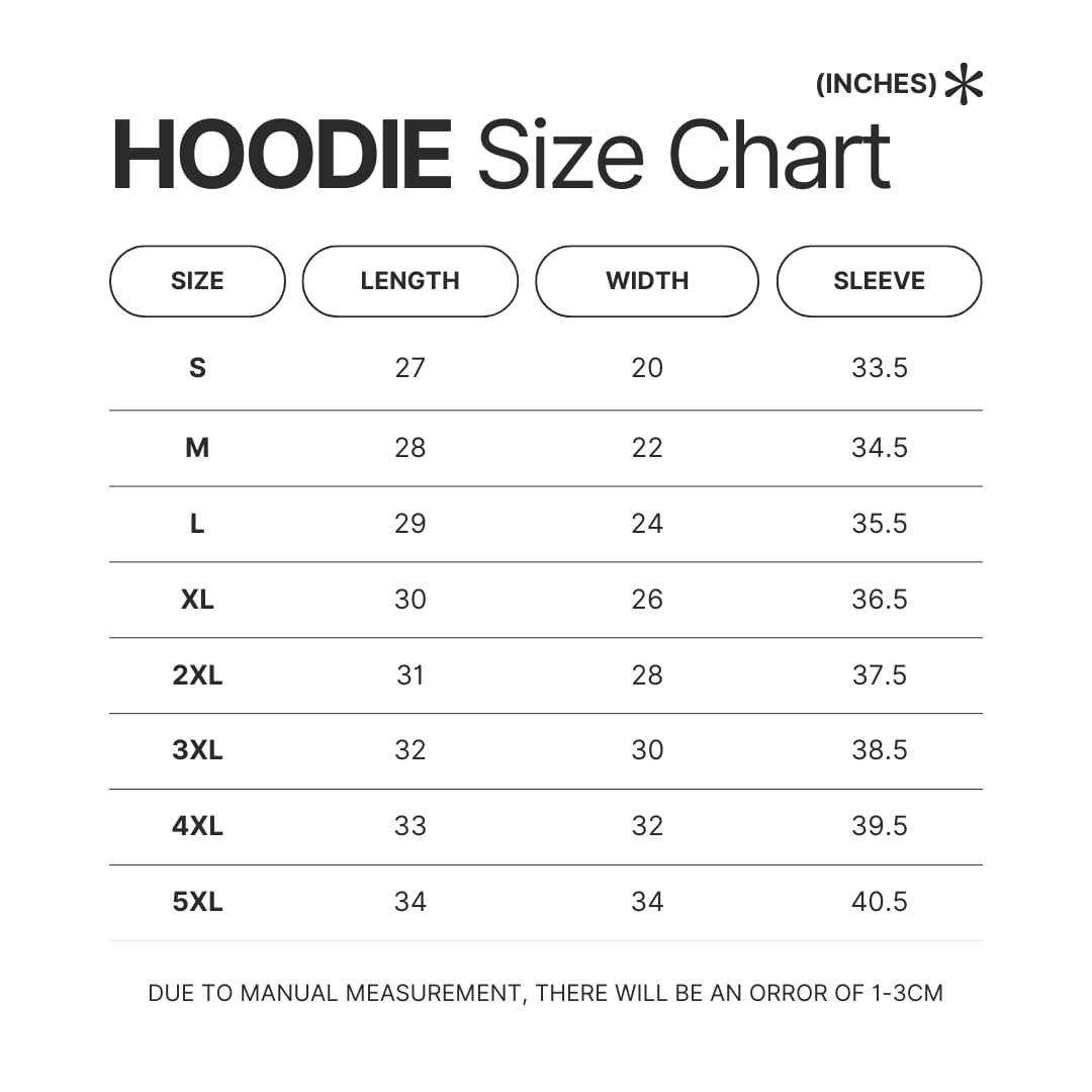 Hoodie Size Chart - King of the Hill Store