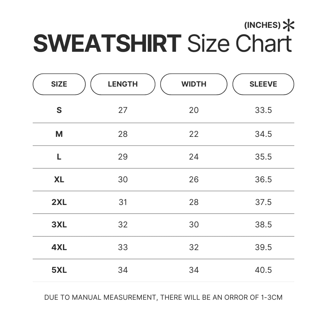 Sweatshirt Size Chart - King of the Hill Store