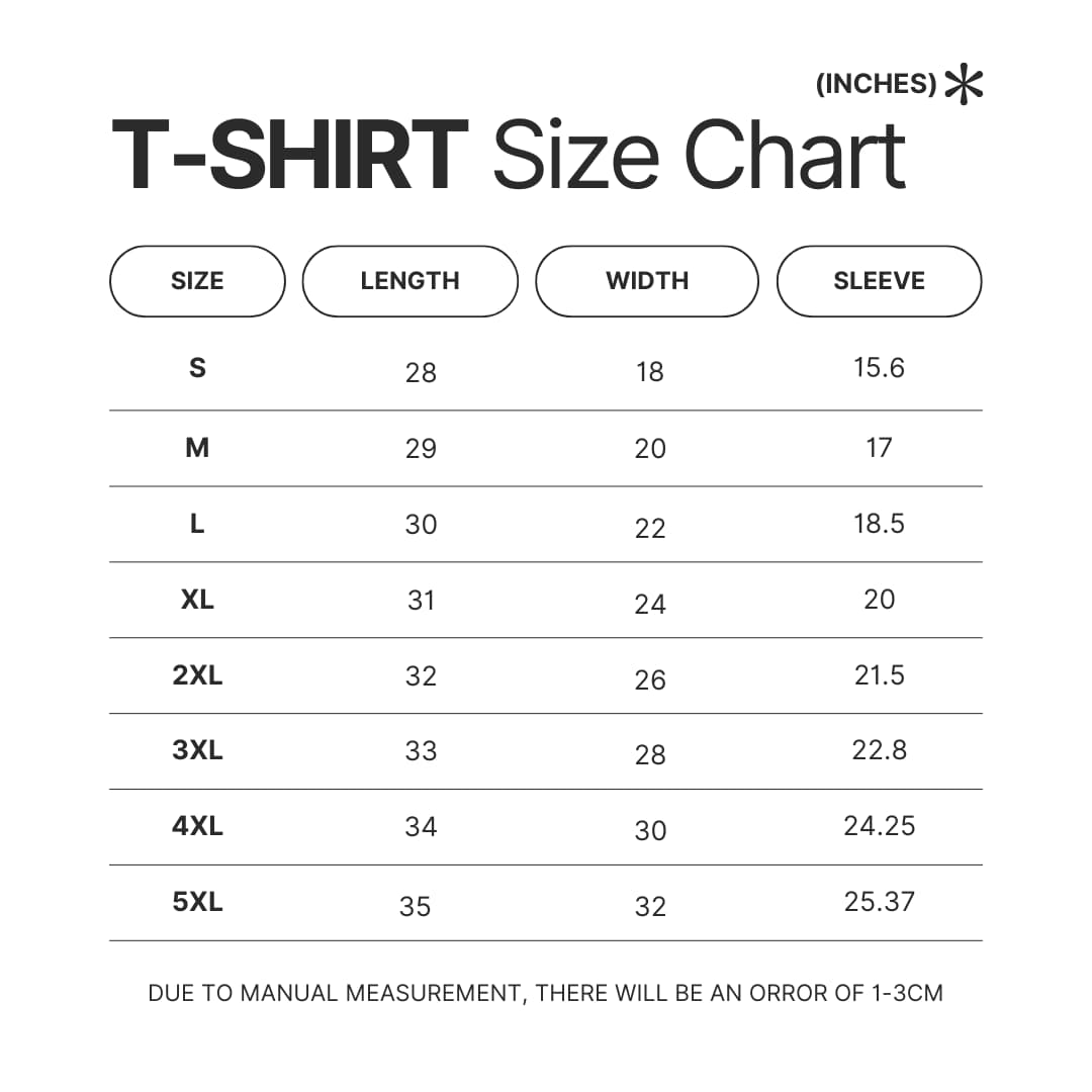 T shirt Size Chart - King of the Hill Store