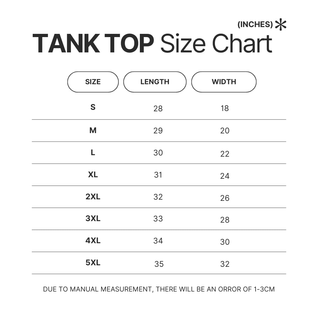 Tank Top Size Chart - King of the Hill Store